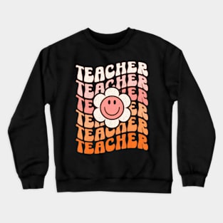 Teacher Daisy Colorful Elementary School Teacher Crewneck Sweatshirt